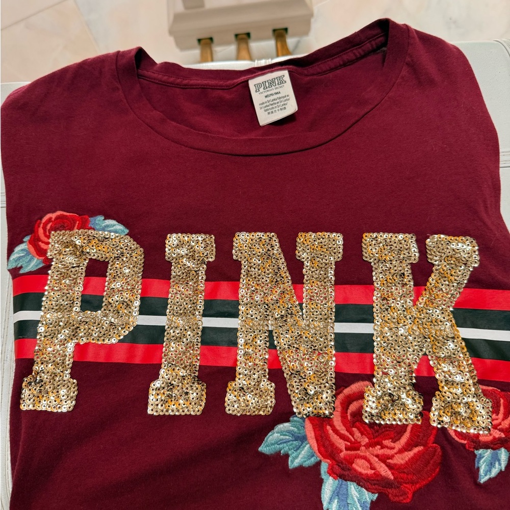 PINK Victoria's Secret Burgundy Sequin Top